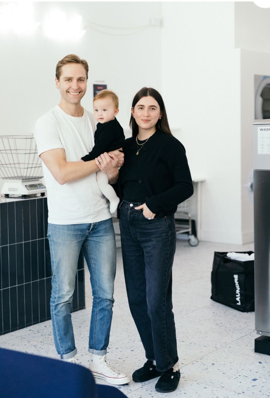 A picture of Ariana Roviello and her family in their laundromat